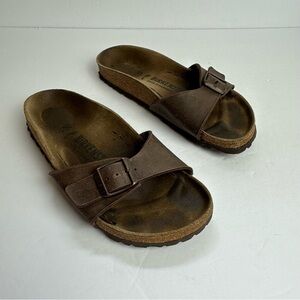 Birkenstock Madrid Sandal Size 35 US 4 Womens Brown Single Strap Slip On Casual